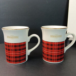 Set of 2 Drambuie Coffee Cups Flared Top Plaid, Made in England by Kilncraft